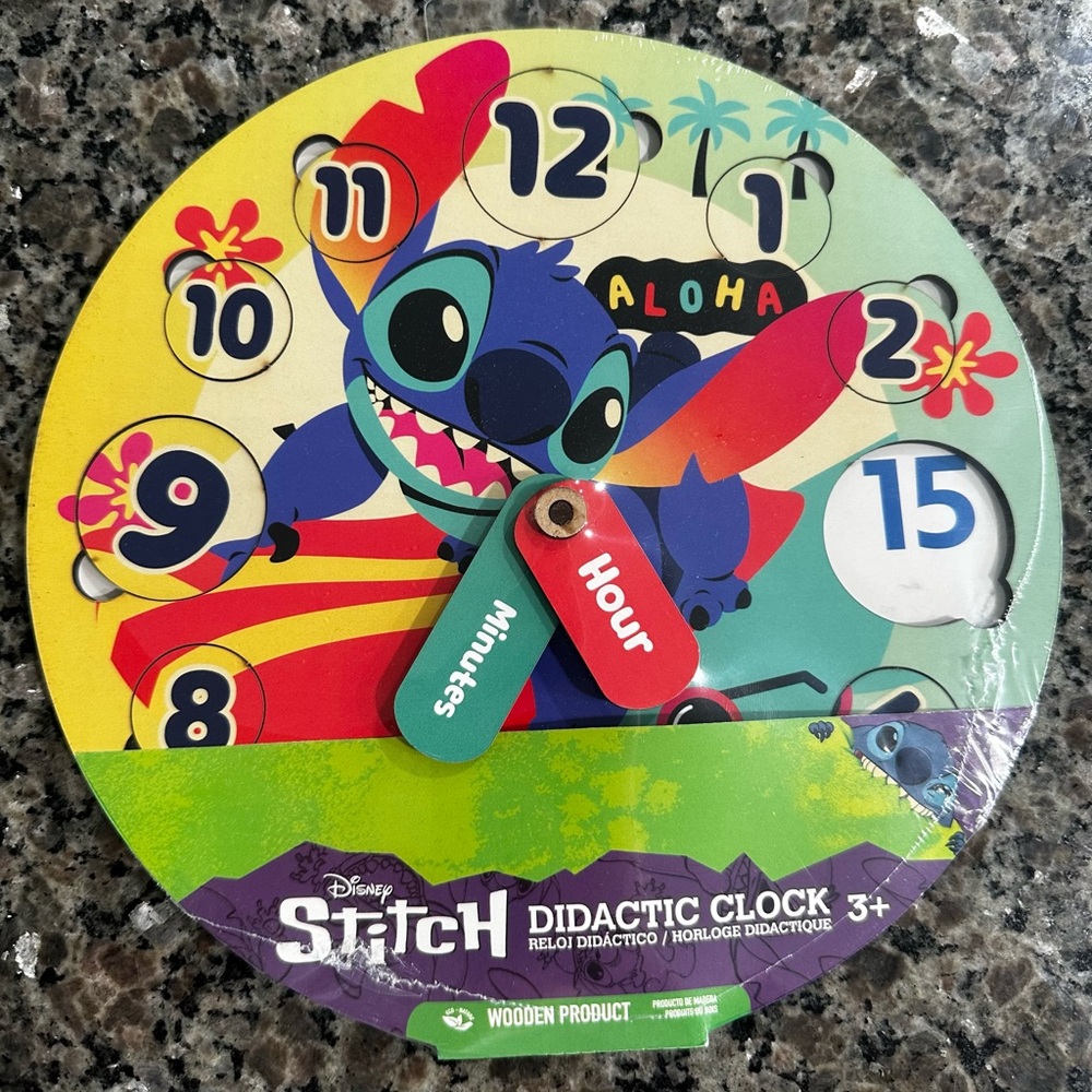 Disney Stitch Colorful Didactic Clock